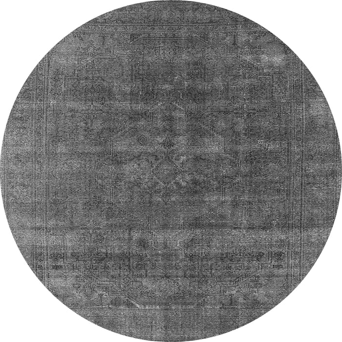 Round Oriental Gray Industrial Rug, urb1029gry