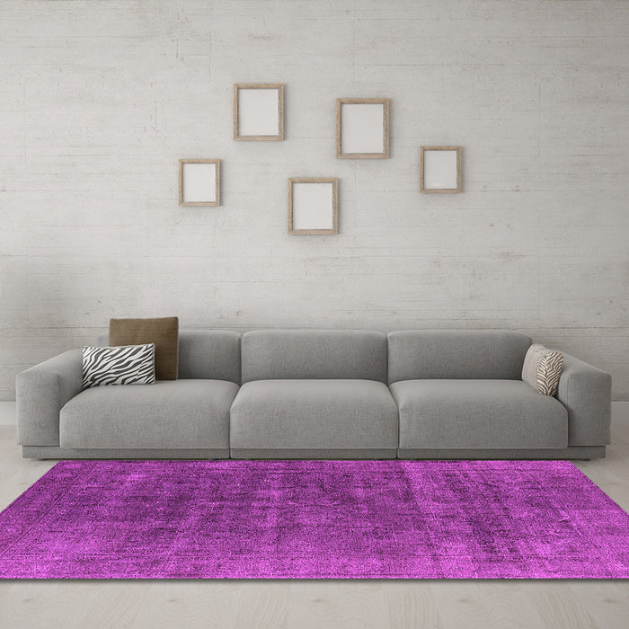 Machine Washable Oriental Pink Industrial Rug in a Living Room, wshurb1029pnk