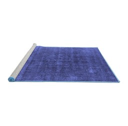 Sideview of Machine Washable Oriental Blue Industrial Rug, wshurb1029blu
