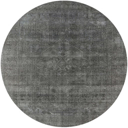 Round Mid-Century Modern Granite Gray Oriental Rug, urb1029