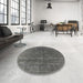 Round Mid-Century Modern Granite Gray Oriental Rug in a Office, urb1029