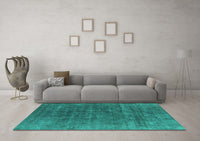 Machine Washable Oriental Turquoise Industrial Rug, wshurb1029turq