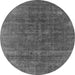 Round Machine Washable Oriental Gray Industrial Rug, wshurb1029gry