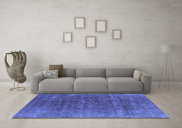 Machine Washable Oriental Blue Industrial Rug in a Living Room, wshurb1029blu