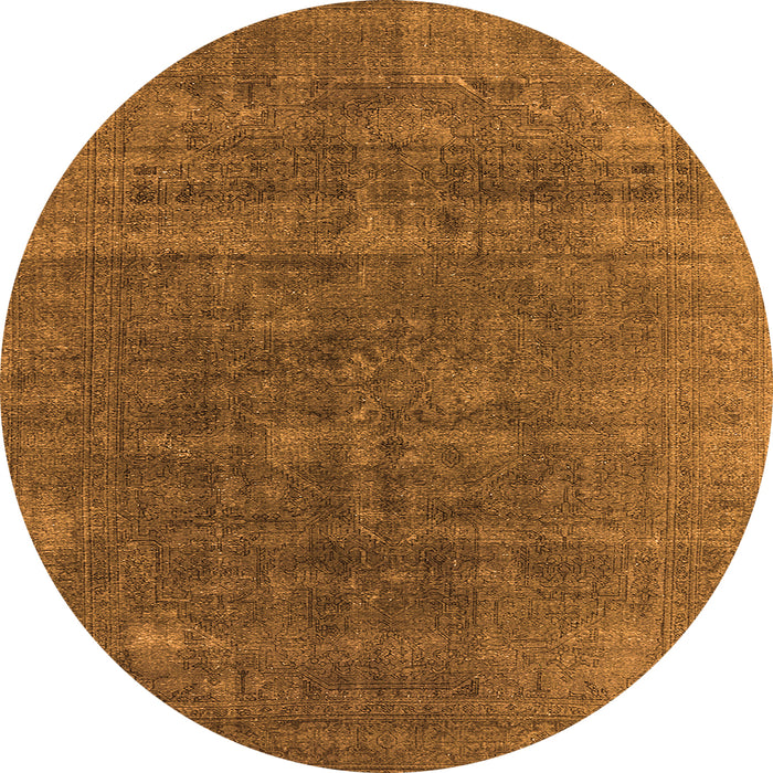 Round Oriental Orange Industrial Rug, urb1029org