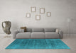 Machine Washable Oriental Light Blue Industrial Rug in a Living Room, wshurb1029lblu