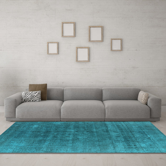 Machine Washable Oriental Light Blue Industrial Rug in a Living Room, wshurb1029lblu
