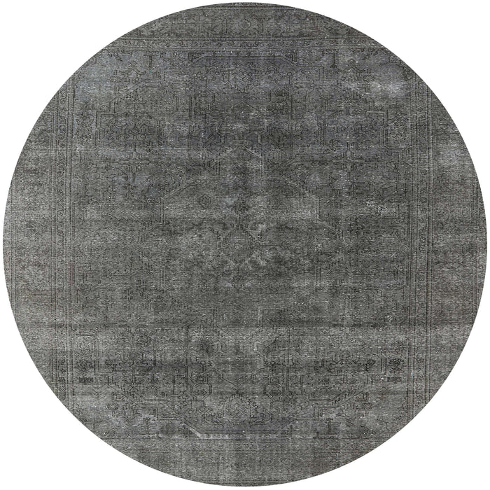 Round Machine Washable Industrial Modern Granite Gray Rug, wshurb1029