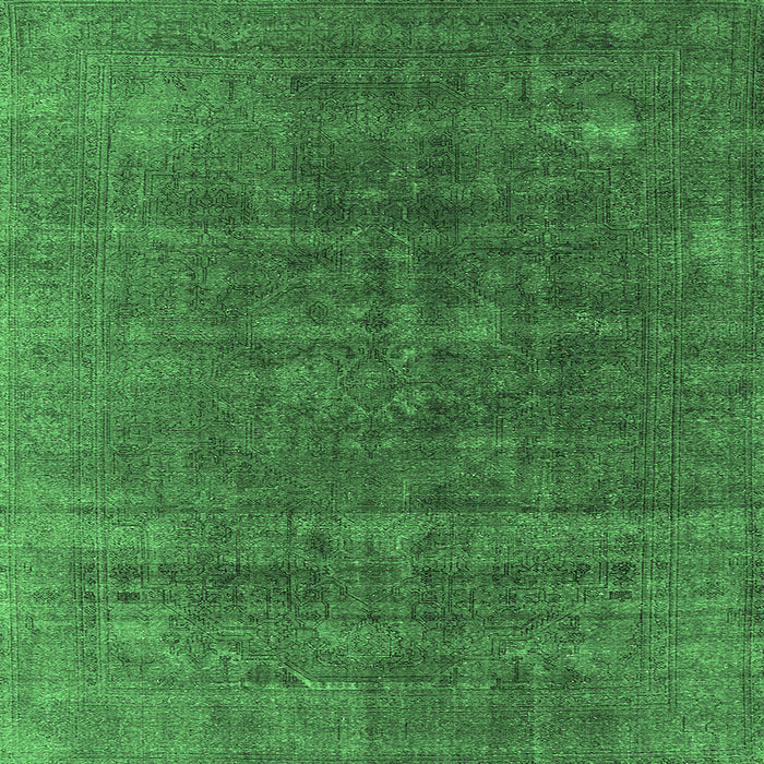 Square Oriental Emerald Green Industrial Rug, urb1029emgrn