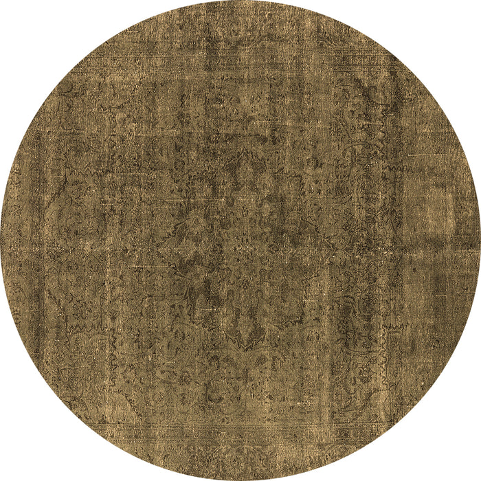 Round Machine Washable Oriental Brown Industrial Rug, wshurb1030brn