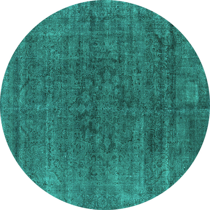Round Oriental Turquoise Industrial Rug, urb1030turq