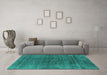 Machine Washable Oriental Turquoise Industrial Area Rugs in a Living Room,, wshurb1030turq