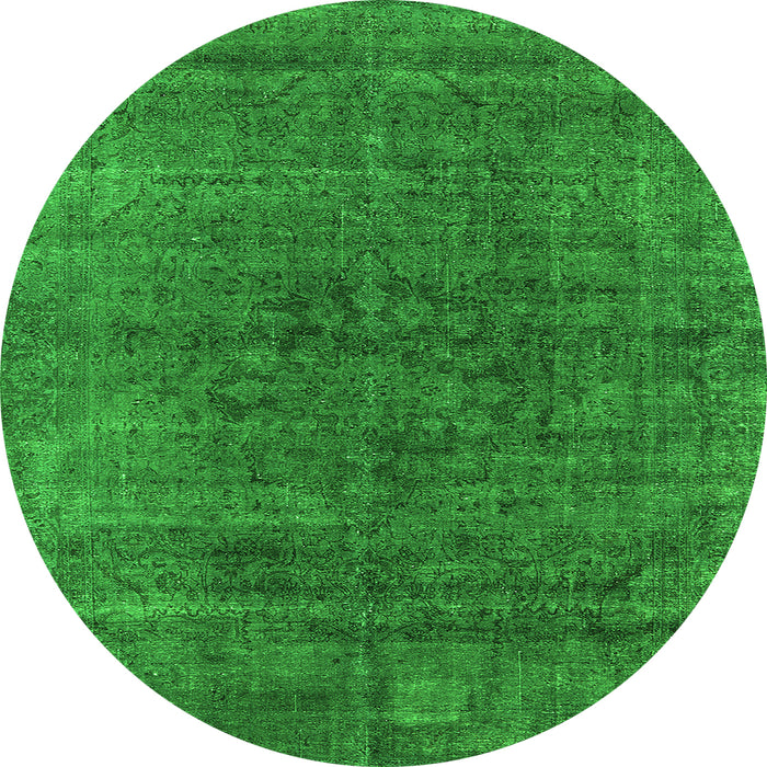 Round Oriental Green Industrial Rug, urb1030grn