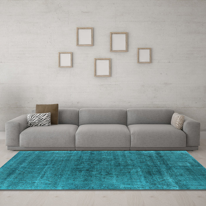 Machine Washable Oriental Light Blue Industrial Rug in a Living Room, wshurb1030lblu