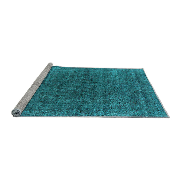 Sideview of Machine Washable Oriental Light Blue Industrial Rug, wshurb1030lblu