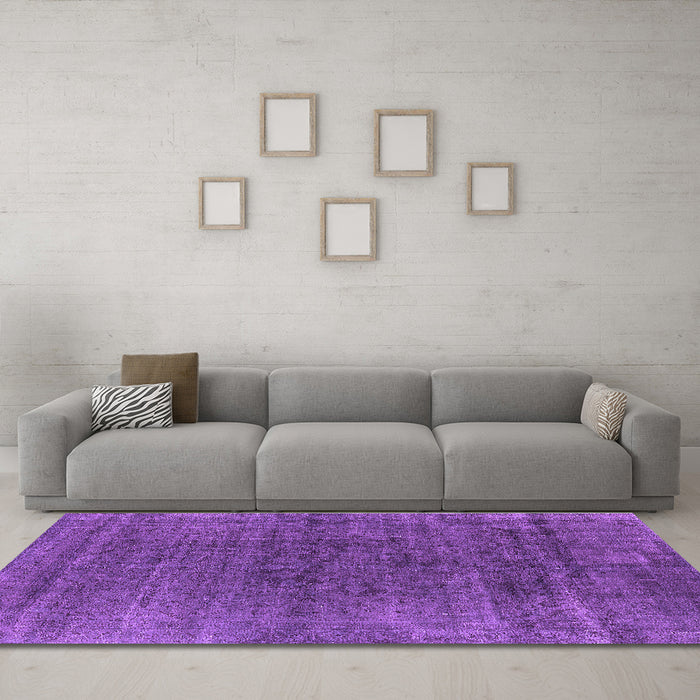Machine Washable Oriental Purple Industrial Area Rugs in a Living Room, wshurb1030pur