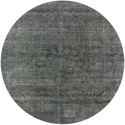 Round Mid-Century Modern Gray Oriental Rug, urb1030