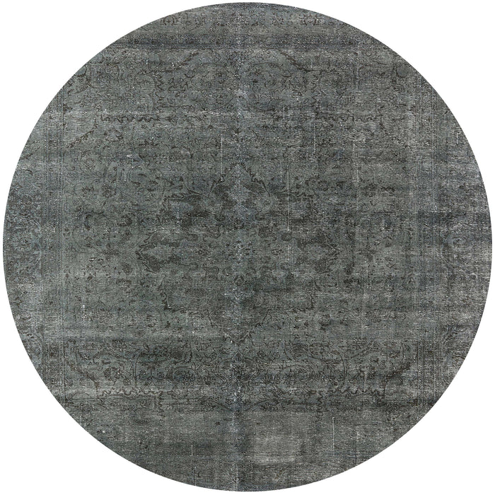Round Mid-Century Modern Gray Oriental Rug, urb1030