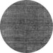 Round Machine Washable Oriental Gray Industrial Rug, wshurb1030gry