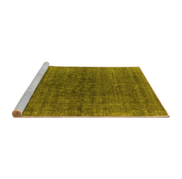 Sideview of Machine Washable Oriental Yellow Industrial Rug, wshurb1030yw