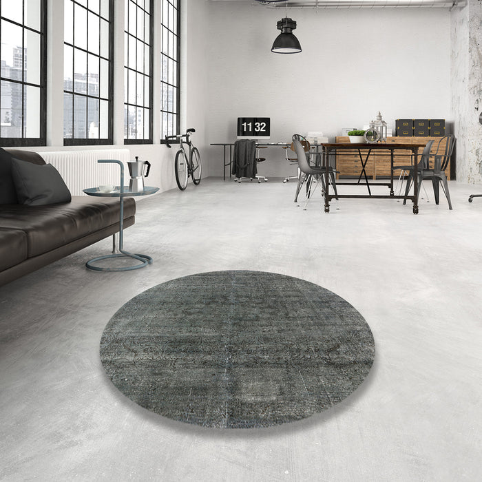 Round Machine Washable Industrial Modern Gray Rug in a Office, wshurb1030