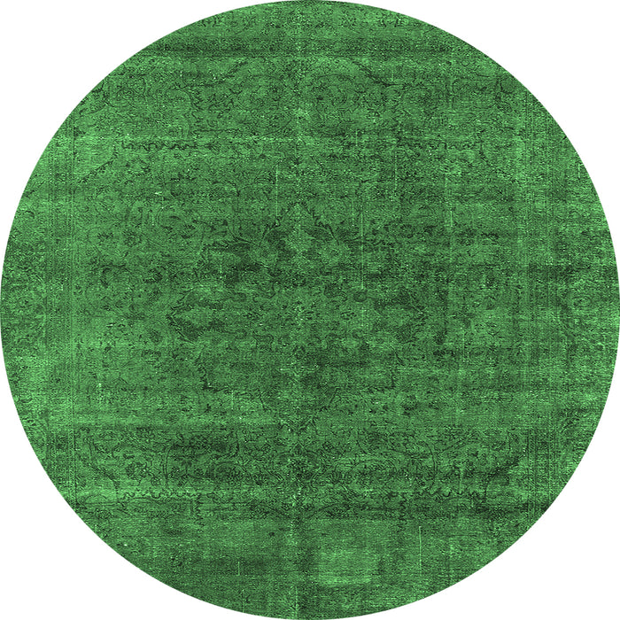Round Oriental Emerald Green Industrial Rug, urb1030emgrn