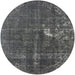 Round Machine Washable Industrial Modern Light Black Rug, wshurb1031