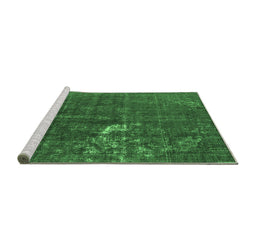 Sideview of Machine Washable Oriental Emerald Green Industrial Area Rugs, wshurb1031emgrn