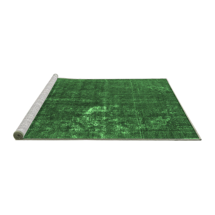 Sideview of Machine Washable Oriental Emerald Green Industrial Area Rugs, wshurb1031emgrn