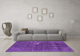 Machine Washable Oriental Purple Industrial Area Rugs in a Living Room, wshurb1031pur