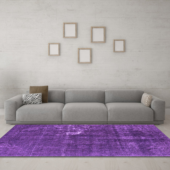 Machine Washable Oriental Purple Industrial Area Rugs in a Living Room, wshurb1031pur