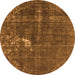 Round Machine Washable Oriental Orange Industrial Area Rugs, wshurb1031org