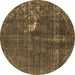 Round Machine Washable Oriental Brown Industrial Rug, wshurb1031brn