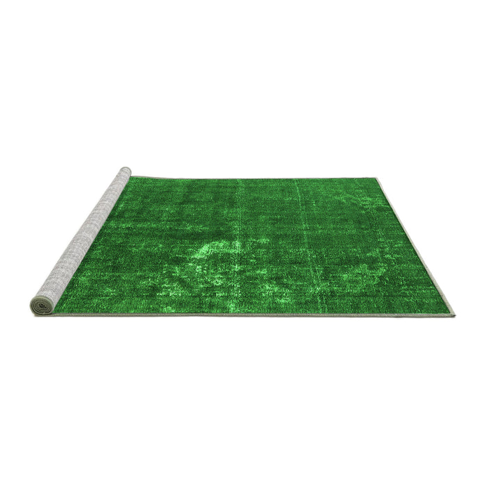 Sideview of Machine Washable Oriental Green Industrial Area Rugs, wshurb1031grn