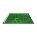 Sideview of Machine Washable Oriental Green Industrial Area Rugs, wshurb1031grn