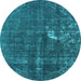 Round Oriental Light Blue Industrial Rug, urb1031lblu