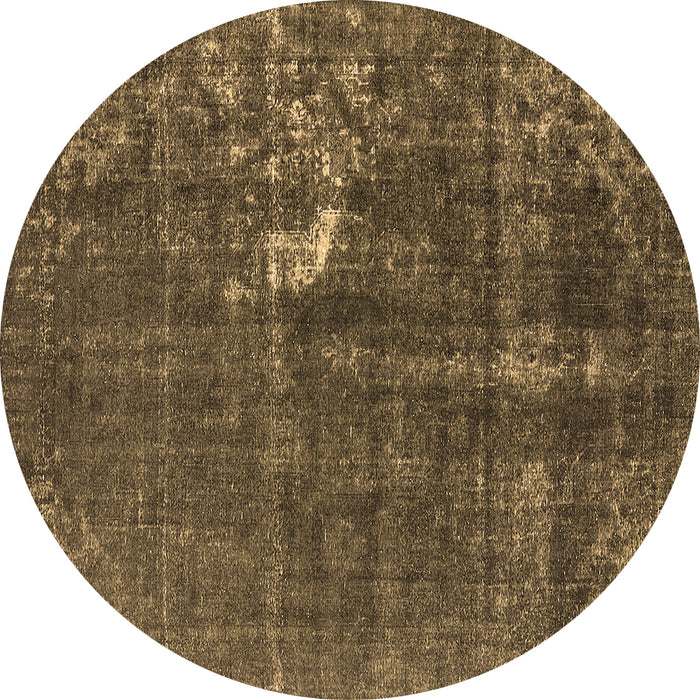 Round Oriental Brown Industrial Rug, urb1031brn