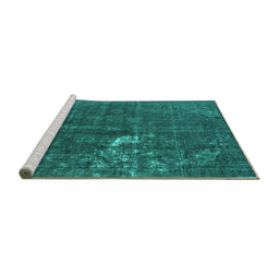 Sideview of Machine Washable Oriental Turquoise Industrial Area Rugs, wshurb1031turq