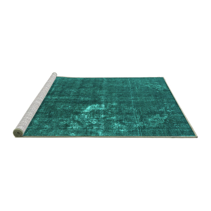 Sideview of Machine Washable Oriental Turquoise Industrial Area Rugs, wshurb1031turq