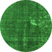 Round Oriental Green Industrial Rug, urb1031grn