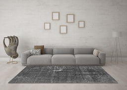 Machine Washable Oriental Gray Industrial Rug in a Living Room,, wshurb1031gry