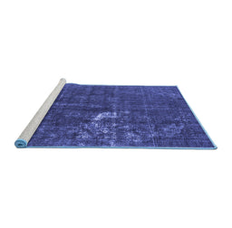 Sideview of Machine Washable Oriental Blue Industrial Rug, wshurb1031blu