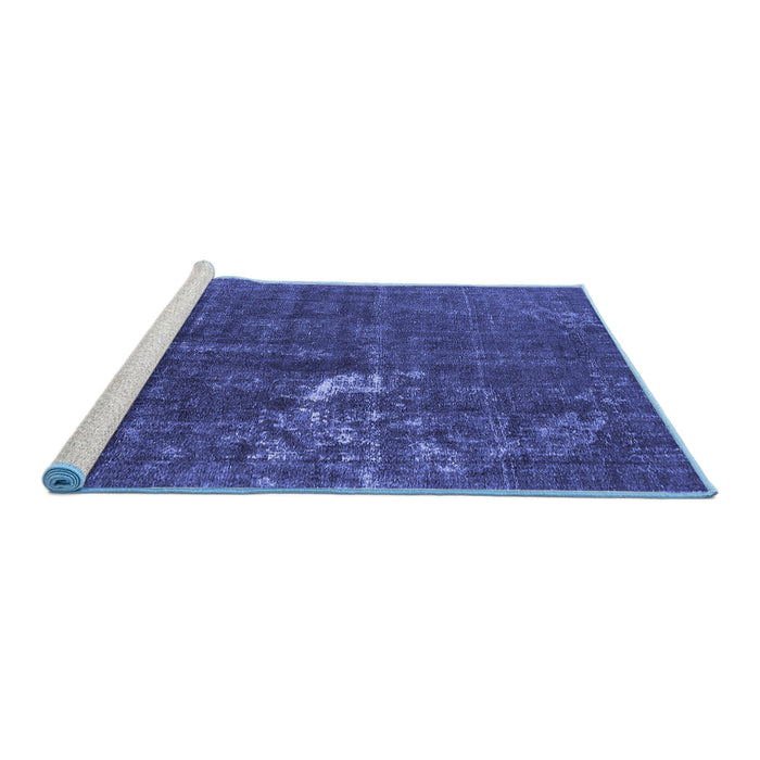 Sideview of Machine Washable Oriental Blue Industrial Rug, wshurb1031blu