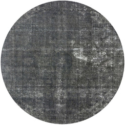 Round Mid-Century Modern Light Black Oriental Rug, urb1031