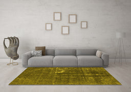 Machine Washable Oriental Yellow Industrial Rug in a Living Room, wshurb1031yw