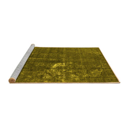 Sideview of Machine Washable Oriental Yellow Industrial Rug, wshurb1031yw