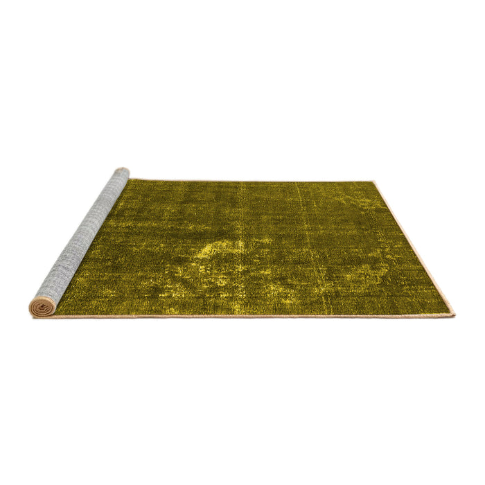 Sideview of Machine Washable Oriental Yellow Industrial Rug, wshurb1031yw