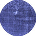 Round Oriental Blue Industrial Rug, urb1031blu