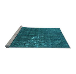 Sideview of Machine Washable Oriental Light Blue Industrial Rug, wshurb1031lblu