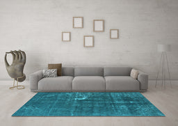 Machine Washable Oriental Light Blue Industrial Rug in a Living Room, wshurb1031lblu